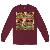 Burgundy western hereford cattle seamless pattern Long Sleeve Tee - HRA Design Shop