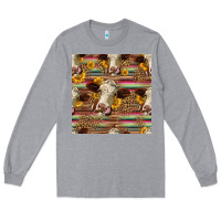 Heather Grey western hereford cattle seamless pattern Long Sleeve Tee - HRA Design Shop