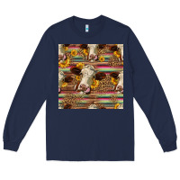 Navy western hereford cattle seamless pattern Long Sleeve Tee - HRA Design Shop
