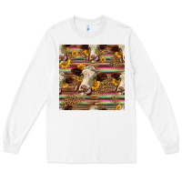 White western hereford cattle seamless pattern Long Sleeve Tee - HRA Design Shop