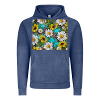 Vintage Denim Daisy and sunflower Vintage Hoodie - RanaPortraitStore