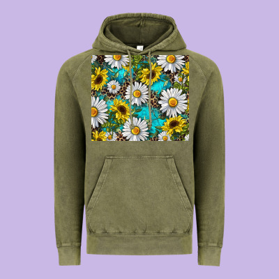 Vintage Hoodie Daisy and sunflower