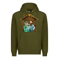 Army Green jesus newborn oh holy night Premium Hoodie - MaliasSmallBusiness