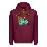 Burgundy jesus newborn oh holy night Premium Hoodie - MaliasSmallBusiness