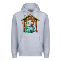 Heather Grey jesus newborn oh holy night Premium Hoodie - MaliasSmallBusiness