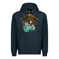 Navy jesus newborn oh holy night Premium Hoodie - MaliasSmallBusiness
