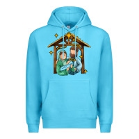 Ocean Blue jesus newborn oh holy night Premium Hoodie - MaliasSmallBusiness