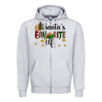 Heather Grey santa's favorite elf Zipper Hoodie - AdoDesignShop