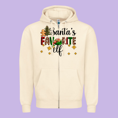 Santa's Favorite Elf Zipper Hoodie Designed By Adodesignshop