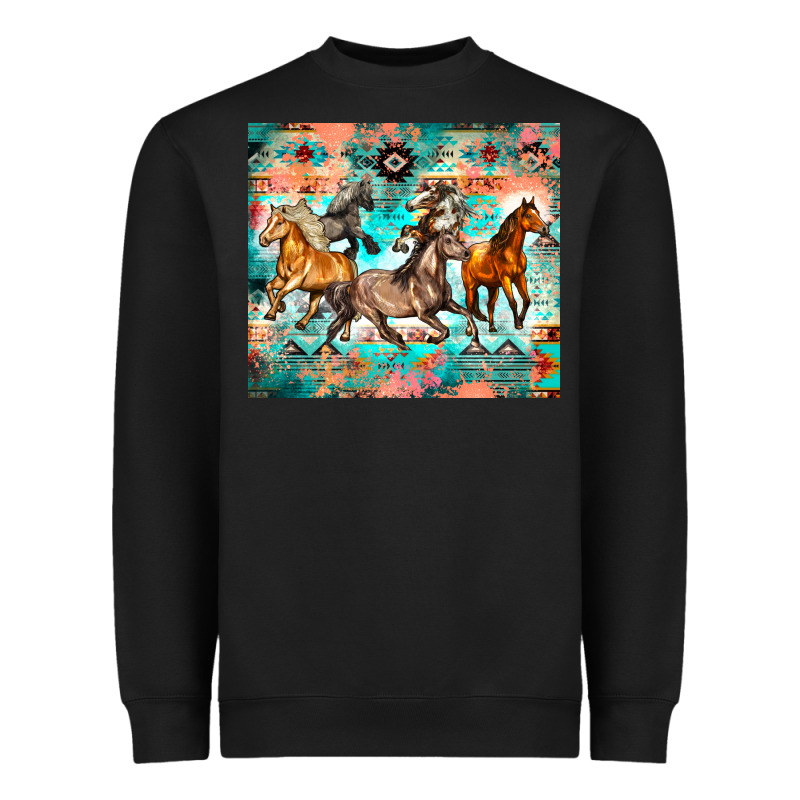 Western Running Horses Heavyweight Sweatshirt by Zillion Design Studio | Teevron