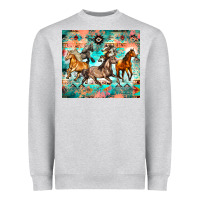 Heather Grey western running horses Heavyweight Sweatshirt - Zillion Design Studio