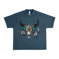Midnight Navy boho bull skull Urban Heavy Tee - RanaPortraitStore
