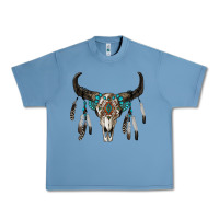 Pebble Blue boho bull skull Urban Heavy Tee - RanaPortraitStore