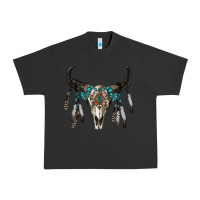 Pigment Black boho bull skull Urban Heavy Tee - RanaPortraitStore