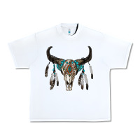 White boho bull skull Urban Heavy Tee - RanaPortraitStore