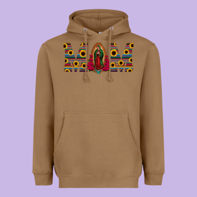 Mom Lady Of Guadalupe  Serape Sunflower Heavyweight Hoodie Designed By Jasminsmagicworld