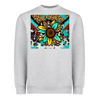 Heather Grey turquoise gemstone sunflower Heavyweight Sweatshirt - Zillion Design Studio