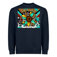 Navy turquoise gemstone sunflower Heavyweight Sweatshirt - Zillion Design Studio
