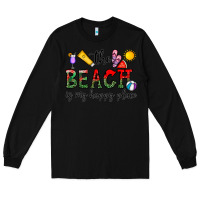 Black the beach is my happy place Long Sleeve Tee - CowhideDigitalArt