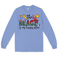 Colony Blue the beach is my happy place Long Sleeve Tee - CowhideDigitalArt