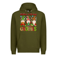 Army Green chillin with my gnomies Premium Hoodie - MaliasSmallBusiness