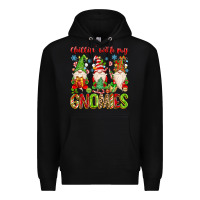 Black chillin with my gnomies Premium Hoodie - MaliasSmallBusiness