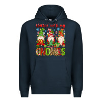 Navy chillin with my gnomies Premium Hoodie - MaliasSmallBusiness