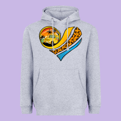 School Bus Heart Heavyweight Hoodie Designed By Jasminsmagicworld