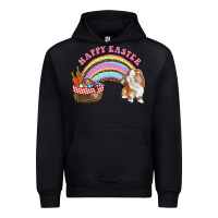 Black Happy Easter Bunny And Egg Basket Rainbow Urban Hoodie - RanaPortraitStore