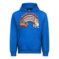 Cobalt Happy Easter Bunny And Egg Basket Rainbow Urban Hoodie - RanaPortraitStore