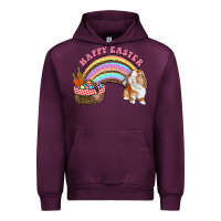 Mauve Wine Happy Easter Bunny And Egg Basket Rainbow Urban Hoodie - RanaPortraitStore