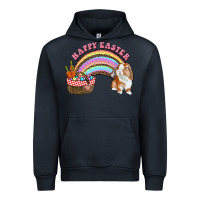 Navy Happy Easter Bunny And Egg Basket Rainbow Urban Hoodie - RanaPortraitStore