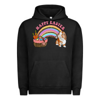 Pigment Black Happy Easter Bunny And Egg Basket Rainbow Urban Hoodie - RanaPortraitStore