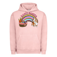 Pigment Salmon Happy Easter Bunny And Egg Basket Rainbow Urban Hoodie - RanaPortraitStore