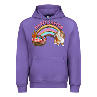 Tulip Happy Easter Bunny And Egg Basket Rainbow Urban Hoodie - RanaPortraitStore
