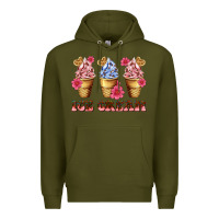 Army Green floral ice cream Premium Hoodie - AdoDesignShop