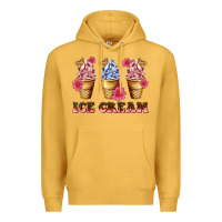 Mustard floral ice cream Premium Hoodie - AdoDesignShop