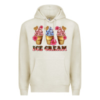 Oatmeal Heather floral ice cream Premium Hoodie - AdoDesignShop