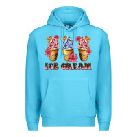 Ocean Blue floral ice cream Premium Hoodie - AdoDesignShop