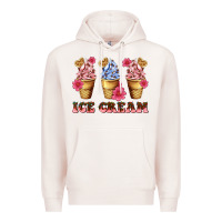 Pale Pink floral ice cream Premium Hoodie - AdoDesignShop