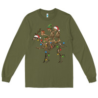 Army Green Christmas deer and skeletons Long Sleeve Tee - FaDigitalArtStudio