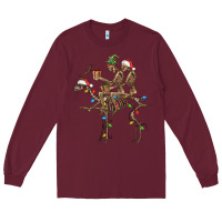 Burgundy Christmas deer and skeletons Long Sleeve Tee - FaDigitalArtStudio