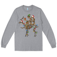 Heather Grey Christmas deer and skeletons Long Sleeve Tee - FaDigitalArtStudio