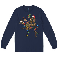 Navy Christmas deer and skeletons Long Sleeve Tee - FaDigitalArtStudio