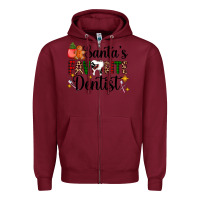 Burgundy santa's favorite dentist Zipper Hoodie - AdoDesignShop