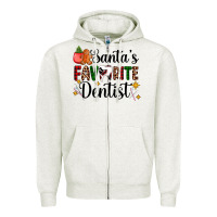 Oatmeal Heather santa's favorite dentist Zipper Hoodie - AdoDesignShop