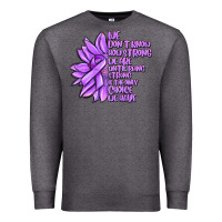 Charcoal Heather purple pancreatic cancer sunflower and cancer ribb Premium Sweatshirt - MaliasSmallBusiness