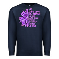 Navy purple pancreatic cancer sunflower and cancer ribb Premium Sweatshirt - MaliasSmallBusiness