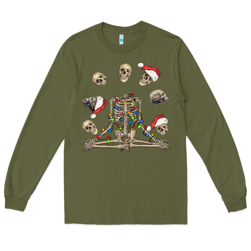 Christmas Human Skeleton And Skulls Long Sleeve Tee by FaDigitalArtStudio | Teevron