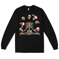 Black christmas human skeleton and skulls Long Sleeve Tee - FaDigitalArtStudio